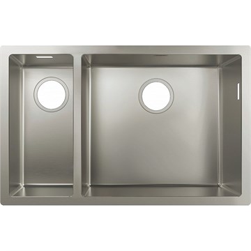 Мойка, Hansgrohe, S719-U655, шгв 705*450*190, 2 чаши,отверстия для смесителя-отсутствуют, цвет-нержавеющая сталь 43429800