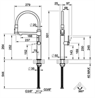 Смеситель для кухни Gessi 316 CESELLO                                                    
                            60214#727 цвет-браш.латунь PVD/шланг-черный 60214#727
